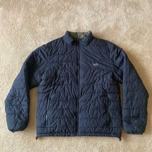 RVCA Packable Puffer Sport Jacket Black Mens Medium Reversible Primaloft Lining